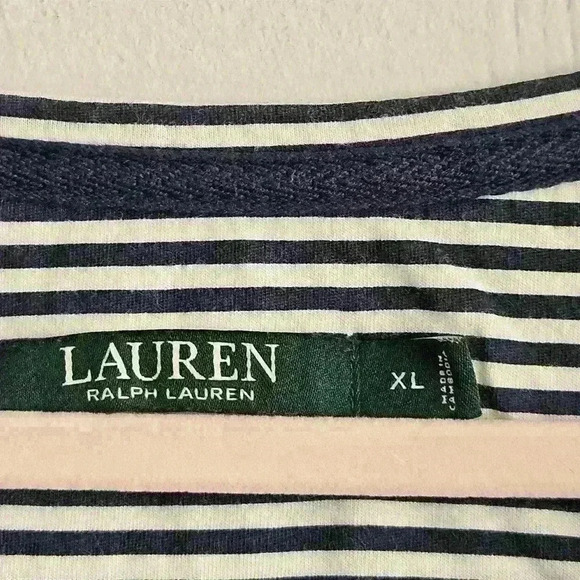 LAUREN Ralph Lauren Blue White Striped Sleeveless Round Neck Tunic NWOT Size XL - Picture 5 of 10